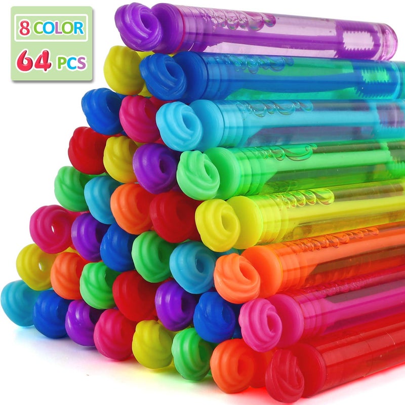 Laxdacee Bubble Wands Halloween Party Favors Pack of 64, Mini Neon Bubble Wands | Odor-Free Non-Toxic Kidsâ€™ Bath Toy/Birthday Treats Bubble Maker Toys for Kids | Outdoor Summer Events & Celebration Toy Gift - Image 1